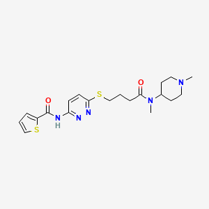 molecular formula C20H27N5O2S2 B2662008 N-(6-((4-(methyl(1-methylpiperidin-4-yl)amino)-4-oxobutyl)thio)pyridazin-3-yl)thiophene-2-carboxamide CAS No. 1040648-77-8