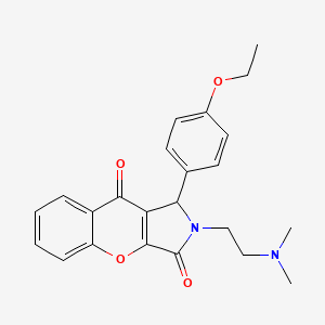 molecular formula C23H24N2O4 B2662009 2-(2-(Dimethylamino)ethyl)-1-(4-ethoxyphenyl)-1,2-dihydrochromeno[2,3-c]pyrrole-3,9-dione CAS No. 631866-36-9