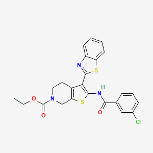 ethyl 3-(benzo[d]thiazol-2-yl)-2-(3-chlorobenzamido)-4,5-dihydrothieno[2,3-c]pyridine-6(7H)-carboxylate