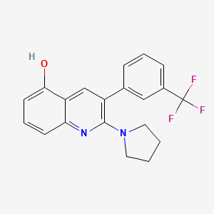 molecular formula C20H17F3N2O B2662016 2-(Pyrrolidin-1-yl)-3-[3-(trifluoromethyl)phenyl]quinolin-5-ol CAS No. 1296346-80-9