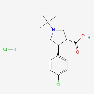 molecular formula C15H21Cl2NO2 B2662027 (3R,4S)-1-Tert-butyl-4-(4-chlorophenyl)pyrrolidine-3-carboxylic acid;hydrochloride CAS No. 2343964-13-4