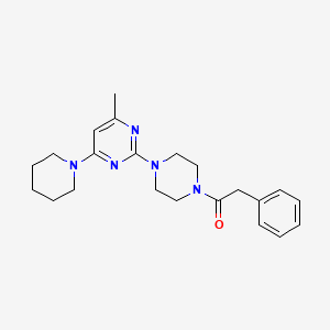 molecular formula C22H29N5O B2662035 4-Methyl-2-[4-(phenylacetyl)piperazin-1-yl]-6-piperidin-1-ylpyrimidine CAS No. 923121-41-9