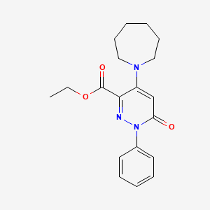 molecular formula C19H23N3O3 B2662044 Ethyl 4-(azepan-1-yl)-6-oxo-1-phenyl-1,6-dihydropyridazine-3-carboxylate CAS No. 923114-28-7