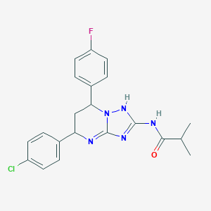 molecular formula C21H21ClFN5O B266205 N-[5-(4-chlorophenyl)-7-(4-fluorophenyl)-1,5,6,7-tetrahydro-[1,2,4]triazolo[1,5-a]pyrimidin-2-yl]-2-methylpropanamide 