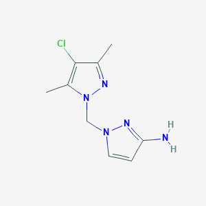 molecular formula C9H12ClN5 B2662055 1-((4-Chloro-3,5-dimethyl-1H-pyrazol-1-yl)methyl)-1H-pyrazol-3-amine CAS No. 1006472-80-5