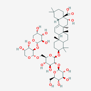 molecular formula C52H84O22 B2662056 (4aR,5R,6aS,6bR,10S,12aR,14bS)-10-[(2R,3R,4S,5S,6R)-6-[[(2S,3R,4S,5S)-4,5-dihydroxy-3-[(2S,3R,4S,5S)-3,4,5-trihydroxyoxan-2-yl]oxyoxan-2-yl]oxymethyl]-4,5-dihydroxy-3-[(2S,3R,4S,5S,6R)-3,4,5-trihydroxy-6-(hydroxymethyl)oxan-2-yl]oxyoxan-2-yl]oxy-5-hydroxy-2,2,6a,6b,9,9,12a-heptamethyl-1,3,4,5,6,6a,7,8,8a,10,11,12,13,14b-tetradecahydropicene-4a-carboxylic acid CAS No. 200127-83-9