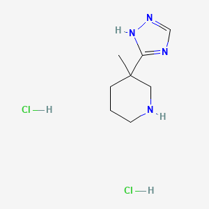 molecular formula C8H16Cl2N4 B2662060 3-甲基-3-(1H-1,2,4-三唑-5-基)哌啶;二盐酸盐 CAS No. 2416236-58-1