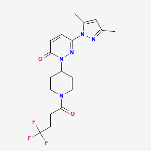 molecular formula C18H22F3N5O2 B2662064 6-(3,5-Dimethylpyrazol-1-yl)-2-[1-(4,4,4-trifluorobutanoyl)piperidin-4-yl]pyridazin-3-one CAS No. 2379985-97-2
