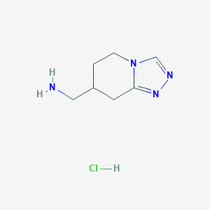 molecular formula C7H13ClN4 B2662066 5,6,7,8-Tetrahydro-[1,2,4]triazolo[4,3-a]pyridin-7-ylmethanamine;hydrochloride CAS No. 2418642-37-0