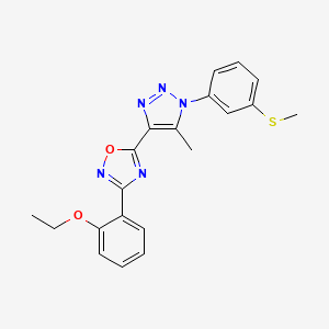 molecular formula C20H19N5O2S B2662074 3-(2-ethoxyphenyl)-5-(5-methyl-1-(3-(methylthio)phenyl)-1H-1,2,3-triazol-4-yl)-1,2,4-oxadiazole CAS No. 1251584-78-7