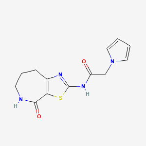 molecular formula C13H14N4O2S B2662075 N-(4-oxo-5,6,7,8-tetrahydro-4H-thiazolo[5,4-c]azepin-2-yl)-2-(1H-pyrrol-1-yl)acetamide CAS No. 1797903-40-2