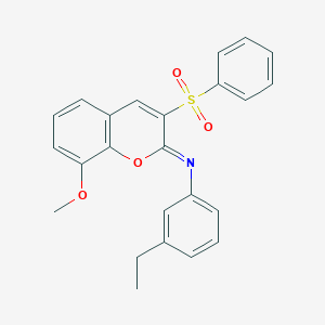 molecular formula C24H21NO4S B2662088 3-(苯磺酰)-N-(3-乙基苯基)-8-甲氧基香豆素-2-亚胺 CAS No. 1321736-13-3