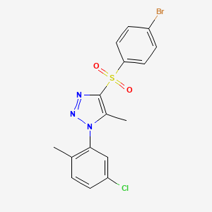 molecular formula C16H13BrClN3O2S B2662092 4-(4-bromobenzenesulfonyl)-1-(5-chloro-2-methylphenyl)-5-methyl-1H-1,2,3-triazole CAS No. 1097885-10-3