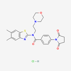 molecular formula C26H29ClN4O4S B2662093 N-(5,6-二甲基苯并[4,3-d]噻唑-2-基)-4-(2,5-二氧代吡咯烷-1-基)-N-(2-吗啉基乙基)苯甲酰胺;盐酸盐 CAS No. 1329985-36-5