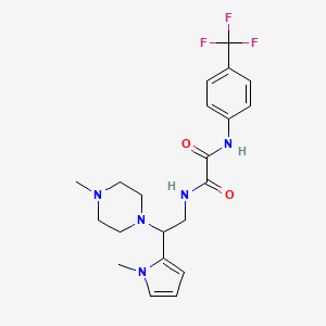 molecular formula C21H26F3N5O2 B2662098 N1-(2-(1-methyl-1H-pyrrol-2-yl)-2-(4-methylpiperazin-1-yl)ethyl)-N2-(4-(trifluoromethyl)phenyl)oxalamide CAS No. 1049483-09-1