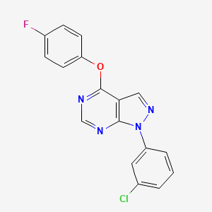 molecular formula C17H10ClFN4O B2662111 1-(3-chlorophenyl)-4-(4-fluorophenoxy)-1H-pyrazolo[3,4-d]pyrimidine CAS No. 872623-29-5