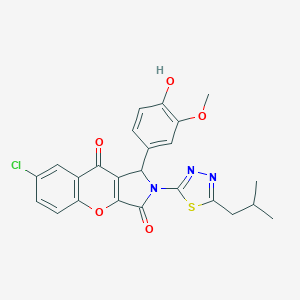 molecular formula C24H20ClN3O5S B266213 7-Chloro-1-(4-hydroxy-3-methoxyphenyl)-2-(5-isobutyl-1,3,4-thiadiazol-2-yl)-1,2-dihydrochromeno[2,3-c]pyrrole-3,9-dione 
