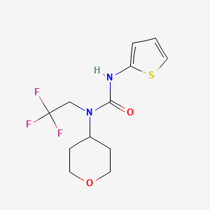 molecular formula C12H15F3N2O2S B2662131 1-(四氢-2H-吡喃-4-基)-3-(噻吩-2-基)-1-(2,2,2-三氟乙基)脲 CAS No. 1396870-11-3