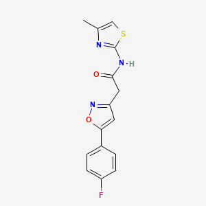 molecular formula C15H12FN3O2S B2662141 2-(5-(4-氟苯基)异噁唑-3-基)-N-(4-甲基噻唑-2-基)乙酰胺 CAS No. 953137-49-0