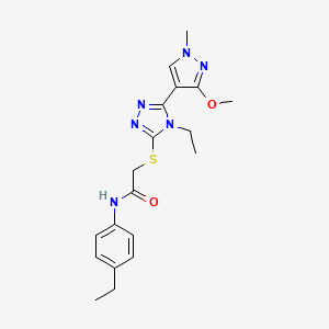 molecular formula C19H24N6O2S B2662145 2-((4-乙基-5-(3-甲氧基-1-甲基-1H-吡唑-4-基)-4H-1,2,4-三唑-3-基)硫)-N-(4-乙基苯基)乙酰胺 CAS No. 1014054-08-0