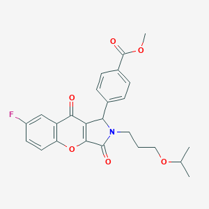 molecular formula C25H24FNO6 B266215 Methyl 4-[7-fluoro-2-(3-isopropoxypropyl)-3,9-dioxo-1,2,3,9-tetrahydrochromeno[2,3-c]pyrrol-1-yl]benzoate 