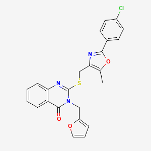 molecular formula C24H18ClN3O3S B2662160 2-(((2-(4-chlorophenyl)-5-methyloxazol-4-yl)methyl)thio)-3-(furan-2-ylmethyl)quinazolin-4(3H)-one CAS No. 1114827-79-0
