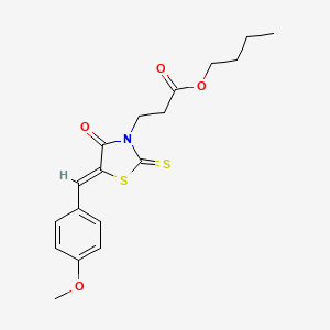 molecular formula C18H21NO4S2 B2662164 butyl 3-[(5Z)-5-[(4-methoxyphenyl)methylidene]-4-oxo-2-sulfanylidene-1,3-thiazolidin-3-yl]propanoate CAS No. 265098-85-9