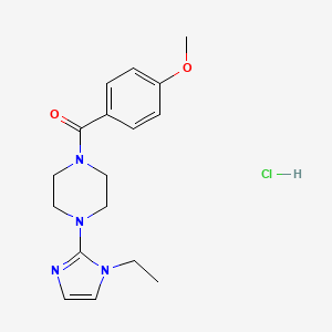 molecular formula C17H23ClN4O2 B2662171 (4-(1-ethyl-1H-imidazol-2-yl)piperazin-1-yl)(4-methoxyphenyl)methanone hydrochloride CAS No. 1323490-64-7