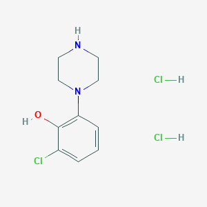 molecular formula C10H15Cl3N2O B2662180 2-氯-6-哌嗪-1-基苯酚;二盐酸盐 CAS No. 2361635-69-8