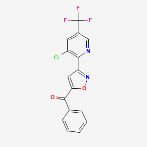 molecular formula C16H8ClF3N2O2 B2662193 {3-[3-Chloro-5-(trifluoromethyl)-2-pyridinyl]-5-isoxazolyl}(phenyl)methanone CAS No. 478030-83-0