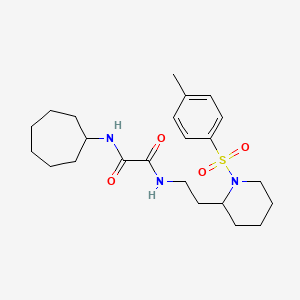 molecular formula C23H35N3O4S B2662195 N1-cycloheptyl-N2-(2-(1-tosylpiperidin-2-yl)ethyl)oxalamide CAS No. 898450-44-7