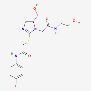 N-(4-fluorophenyl)-2-((5-(hydroxymethyl)-1-(2-((2-methoxyethyl)amino)-2-oxoethyl)-1H-imidazol-2-yl)thio)acetamide