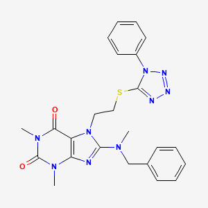 molecular formula C24H25N9O2S B2662203 8-(benzyl(methyl)amino)-1,3-dimethyl-7-(2-((1-phenyl-1H-tetrazol-5-yl)thio)ethyl)-1H-purine-2,6(3H,7H)-dione CAS No. 850914-97-5