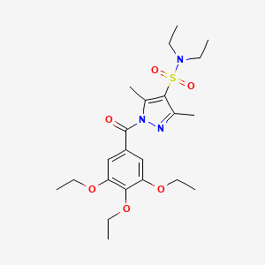 molecular formula C22H33N3O6S B2662206 N,N-二乙基-3,5-二甲基-1-(3,4,5-三乙氧基苯甲酰)-1H-吡唑-4-磺酰胺 CAS No. 1019105-61-3