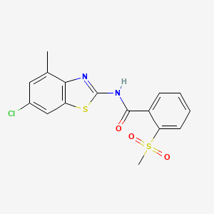 molecular formula C16H13ClN2O3S2 B2662216 N-(6-chloro-4-methylbenzo[d]thiazol-2-yl)-2-(methylsulfonyl)benzamide CAS No. 896270-52-3