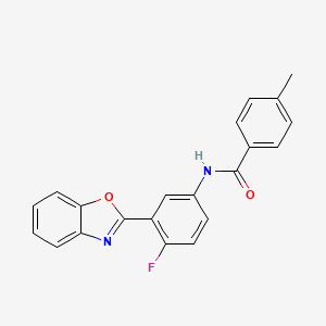 molecular formula C21H15FN2O2 B2662234 N-[3-(1,3-苯并噁唑-2-基)-4-氟苯基]-4-甲基苯甲酰胺 CAS No. 685108-48-9