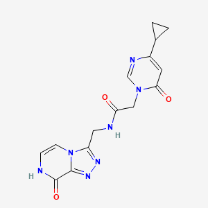 molecular formula C15H15N7O3 B2662256 2-(4-环丙基-6-氧代嘧啶-1(6H)-基)-N-((8-羟基-[1,2,4]三唑[4,3-a]吡嗪-3-基)甲基)乙酰胺 CAS No. 2034325-35-2