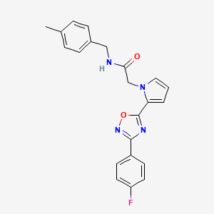 molecular formula C22H19FN4O2 B2662260 2-{2-[3-(4-fluorophenyl)-1,2,4-oxadiazol-5-yl]-1H-pyrrol-1-yl}-N-(4-methylbenzyl)acetamide CAS No. 1260946-12-0