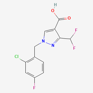 molecular formula C12H8ClF3N2O2 B2662266 1-(2-Chloro-4-fluorobenzyl)-3-(difluoromethyl)-1H-pyrazole-4-carboxylic acid CAS No. 1946818-16-1