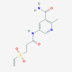 molecular formula C12H15N3O4S B2662279 5-(3-Ethenylsulfonylpropanoylamino)-2-methylpyridine-3-carboxamide CAS No. 2224264-37-1