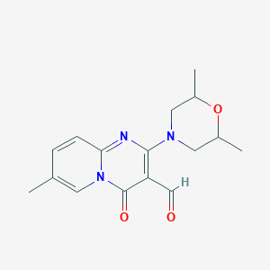 molecular formula C16H19N3O3 B2662322 2-(2,6-二甲基吗啉-4-基)-7-甲基-4-氧代-4H-吡啶[1,2-a]嘧啶-3-甲醛 CAS No. 1708025-19-7