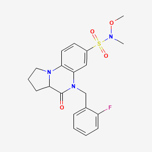 molecular formula C20H22FN3O4S B2662325 5-(2-fluorobenzyl)-N-methoxy-N-methyl-4-oxo-1,2,3,3a,4,5-hexahydropyrrolo[1,2-a]quinoxaline-7-sulfonamide CAS No. 1008092-12-3