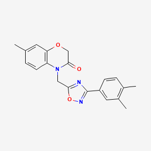 molecular formula C20H19N3O3 B2662328 4-((3-(3,4-dimethylphenyl)-1,2,4-oxadiazol-5-yl)methyl)-7-methyl-2H-benzo[b][1,4]oxazin-3(4H)-one CAS No. 1105198-09-1