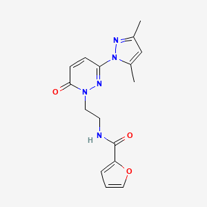 molecular formula C16H17N5O3 B2662331 N-(2-(3-(3,5-二甲基-1H-吡唑-1-基)-6-氧代吡啶嗪-1(6H)-基)乙基)呋喃-2-甲酰胺 CAS No. 1351660-03-1