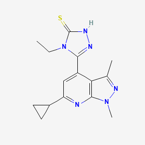 molecular formula C15H18N6S B2662332 5-(6-cyclopropyl-1,3-dimethyl-1H-pyrazolo[3,4-b]pyridin-4-yl)-4-ethyl-4H-1,2,4-triazole-3-thiol CAS No. 866765-35-7
