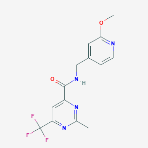 molecular formula C14H13F3N4O2 B2662333 N-[(2-Methoxypyridin-4-yl)methyl]-2-methyl-6-(trifluoromethyl)pyrimidine-4-carboxamide CAS No. 2415570-68-0