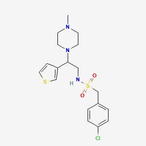 molecular formula C18H24ClN3O2S2 B2662341 1-(4-chlorophenyl)-N-(2-(4-methylpiperazin-1-yl)-2-(thiophen-3-yl)ethyl)methanesulfonamide CAS No. 955237-28-2
