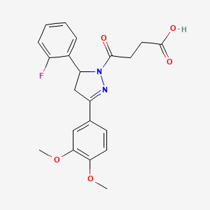 molecular formula C21H21FN2O5 B2662344 4-(3-(3,4-二甲氧基苯基)-5-(2-氟苯基)-4,5-二氢-1H-吡唑-1-基)-4-氧代丁酸 CAS No. 370851-22-2
