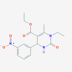 molecular formula C16H19N3O5 B2662350 Ethyl 1-ethyl-6-methyl-4-(3-nitrophenyl)-2-oxo-1,2,3,4-tetrahydropyrimidine-5-carboxylate CAS No. 321681-84-9