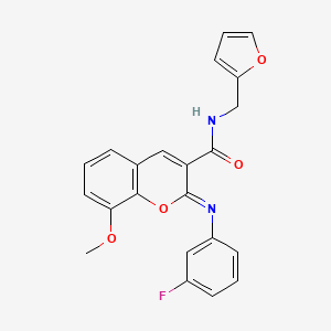 molecular formula C22H17FN2O4 B2662358 (2Z)-2-[(3-fluorophenyl)imino]-N-(furan-2-ylmethyl)-8-methoxy-2H-chromene-3-carboxamide CAS No. 1327185-89-6